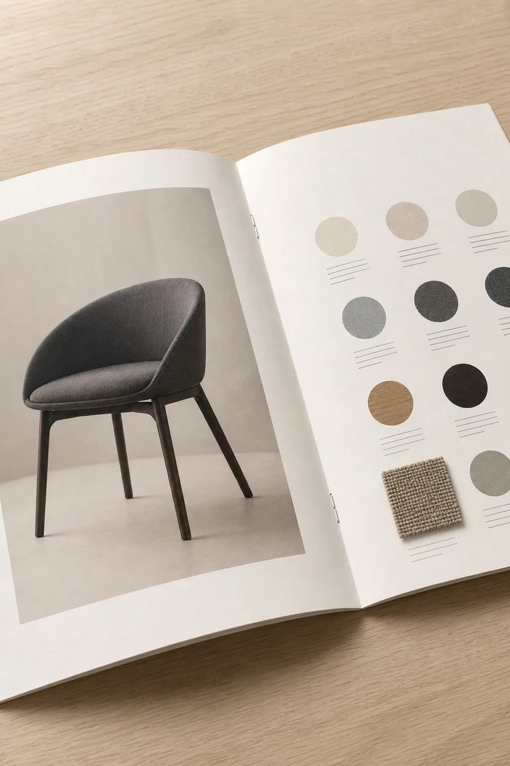 Open product catalogue with measured pacing and editorial photography.